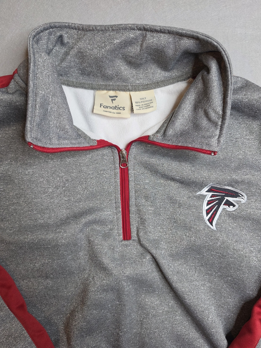 Fanatics NFL Falcons Gray & Red Quarter-Zip Pullover Size 3XLT